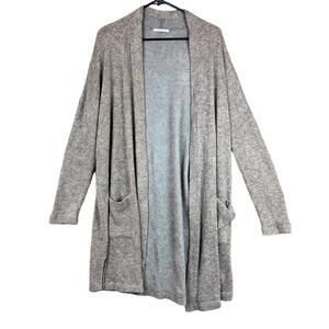 A.Gain Womens Sweater Brown Cardigan Open Front Angora Blend Pockets Medium